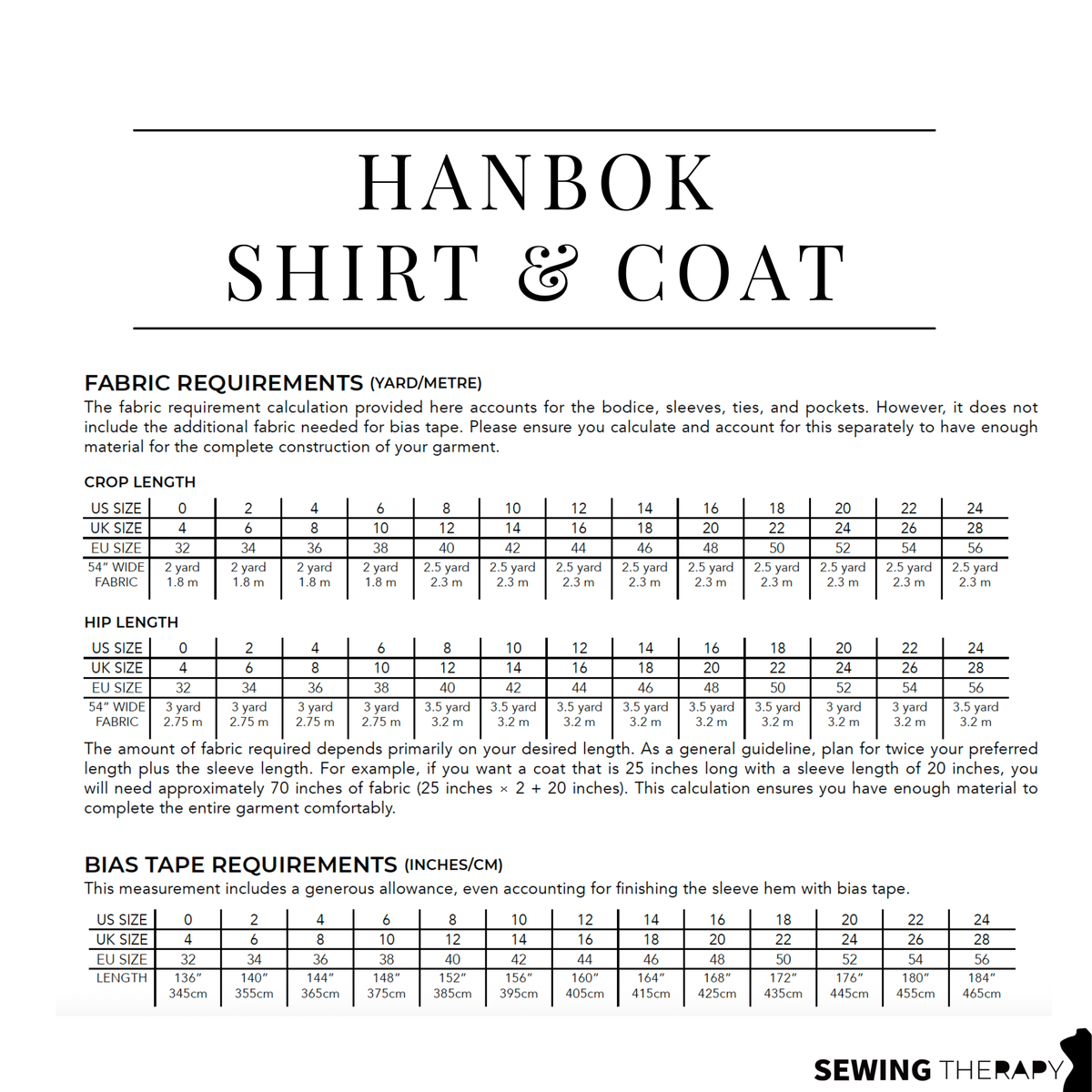 PDF Hanbok Shirt and Coat Pattern - Sewing Therapy