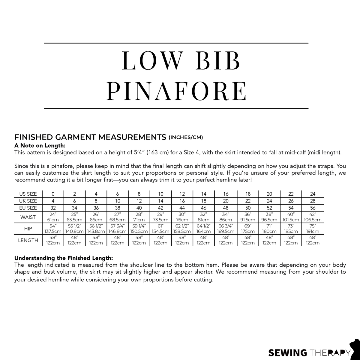 PDF Low Bib Pinafore Pattern - Sewing Therapy