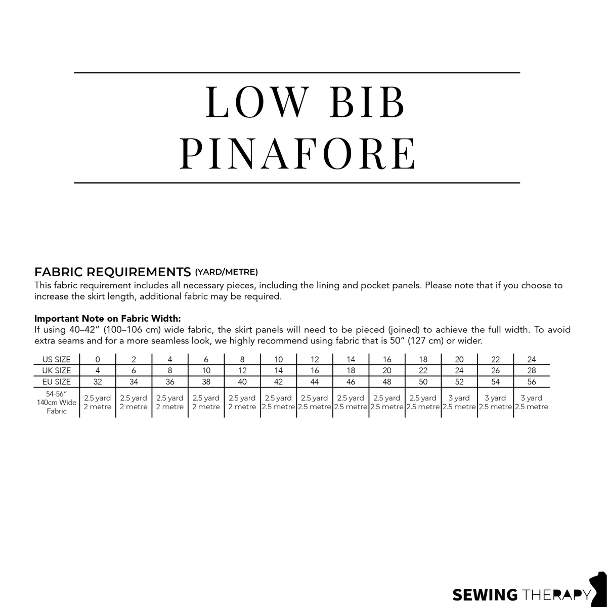 PDF Low Bib Pinafore Pattern - Sewing Therapy