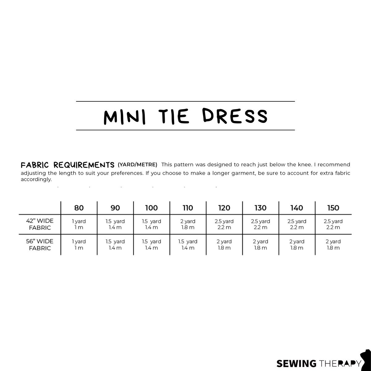 PDF Mini Tie Dress Pattern for Ages 1 – 12 (Sizes 80–150 cm) | Sewing Therapy