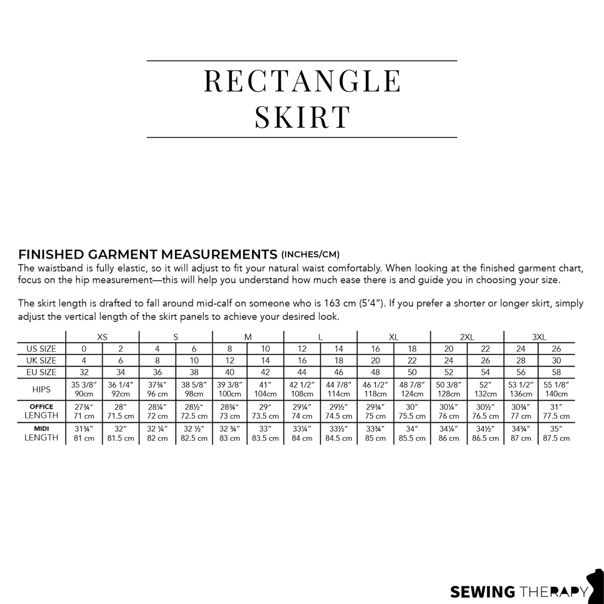 PDF Rectangle Skirt Pattern - Sewing Therapy