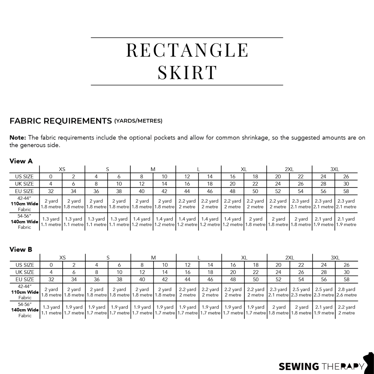 PDF Rectangle Skirt Pattern - Sewing Therapy