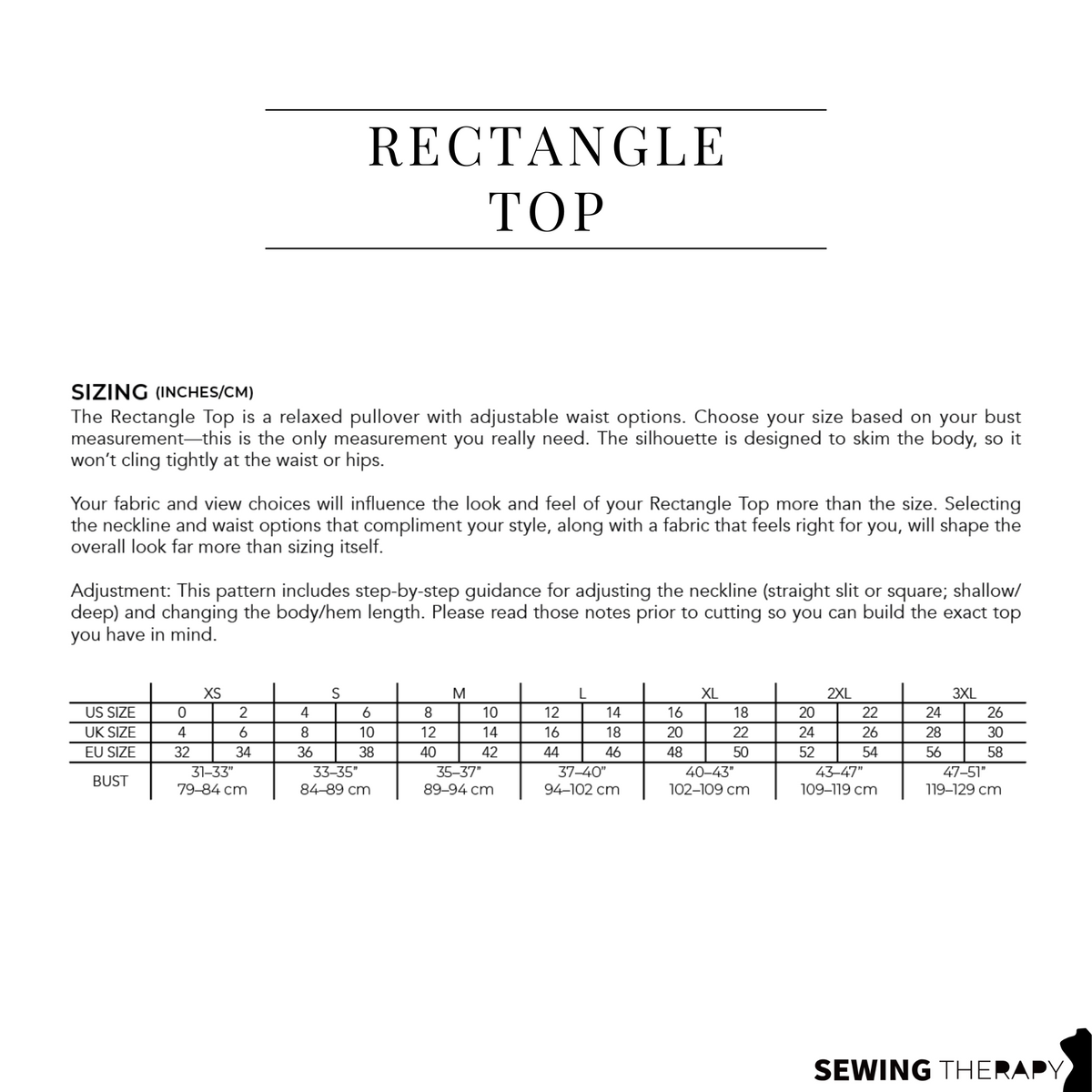 PDF Rectangle Top Pattern - Sewing Therapy