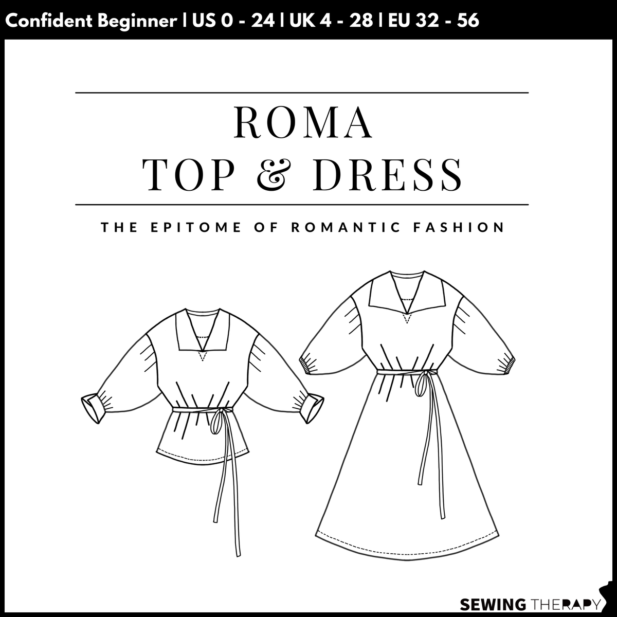 PDF Roma Top & Dress Pattern - Sewing Therapy
