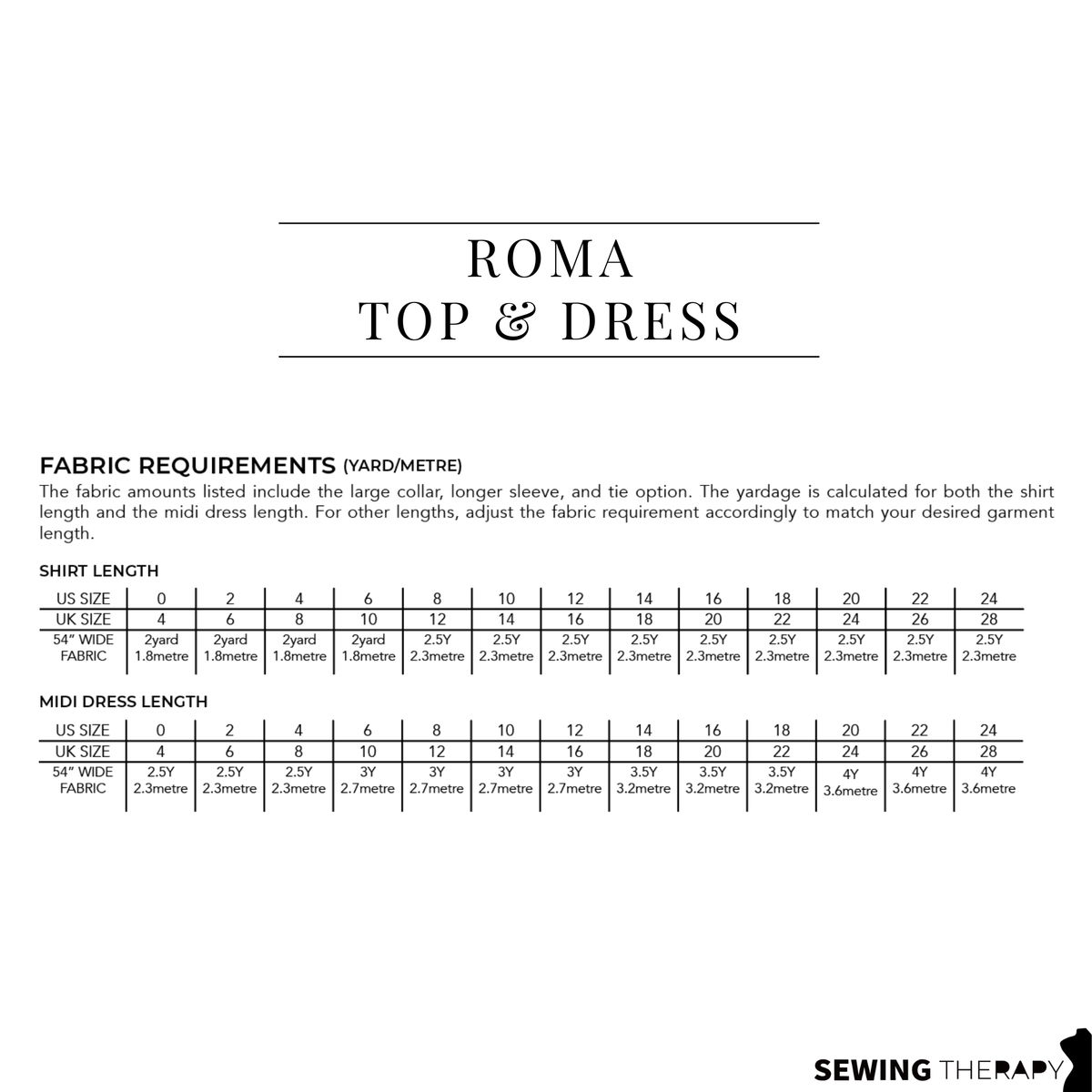 PDF Roma Top & Dress Pattern - Sewing Therapy
