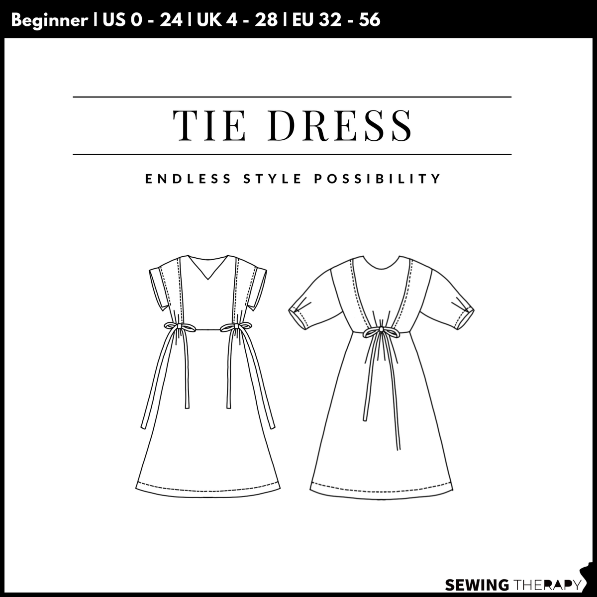 PDF Tie Dress Pattern - Sewing Therapy