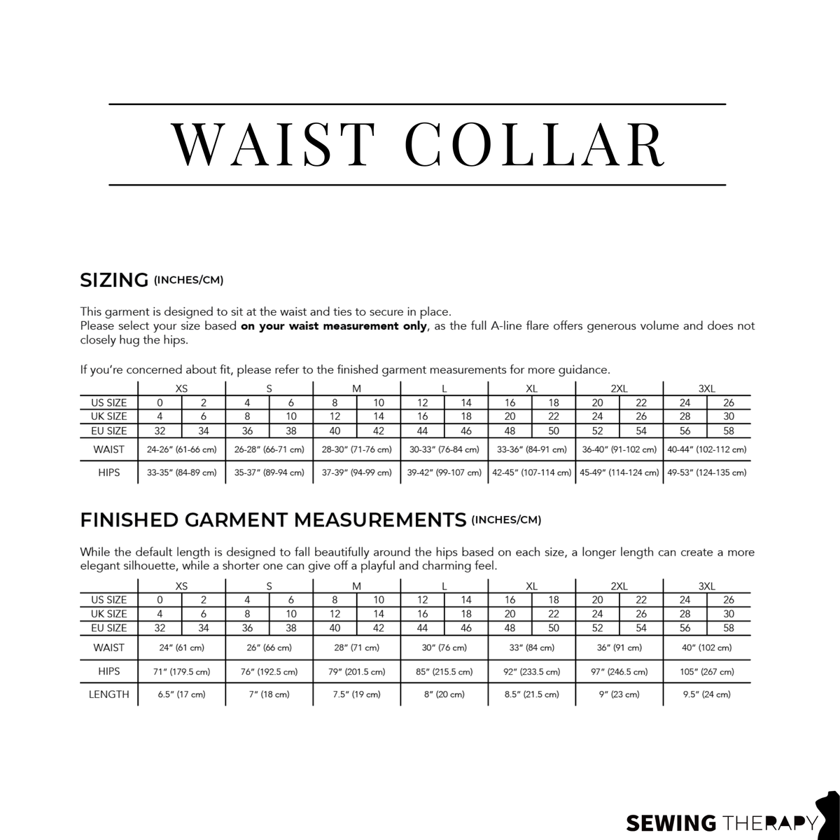 PDF Waist Collar Pattern - Sewing Therapy