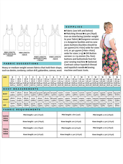 Cleo Dungaree Dress Size 4-34 | Paper Pattern